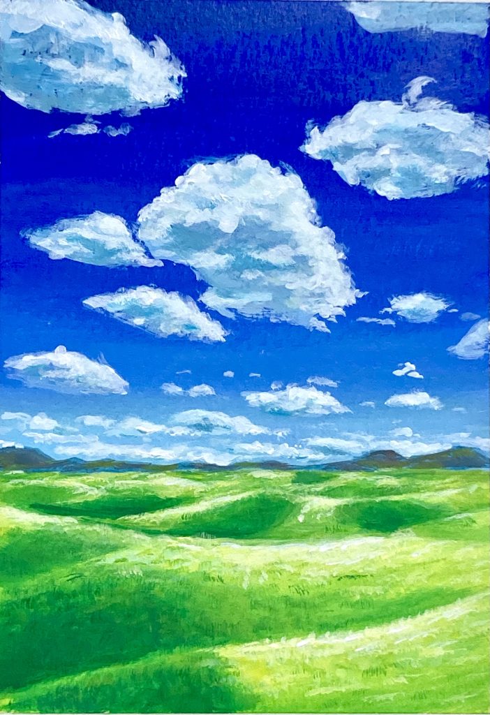爽やかな草原の描き方
アクリル画
空の絵
草原の絵