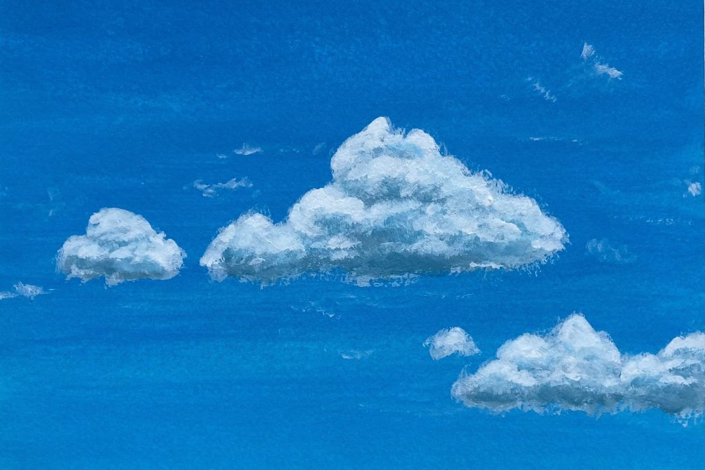 基本の空と雲の描き方 アクリル絵の具 空と雲 青空