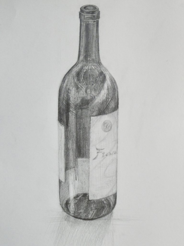 鉛筆デッサン ワインボトル